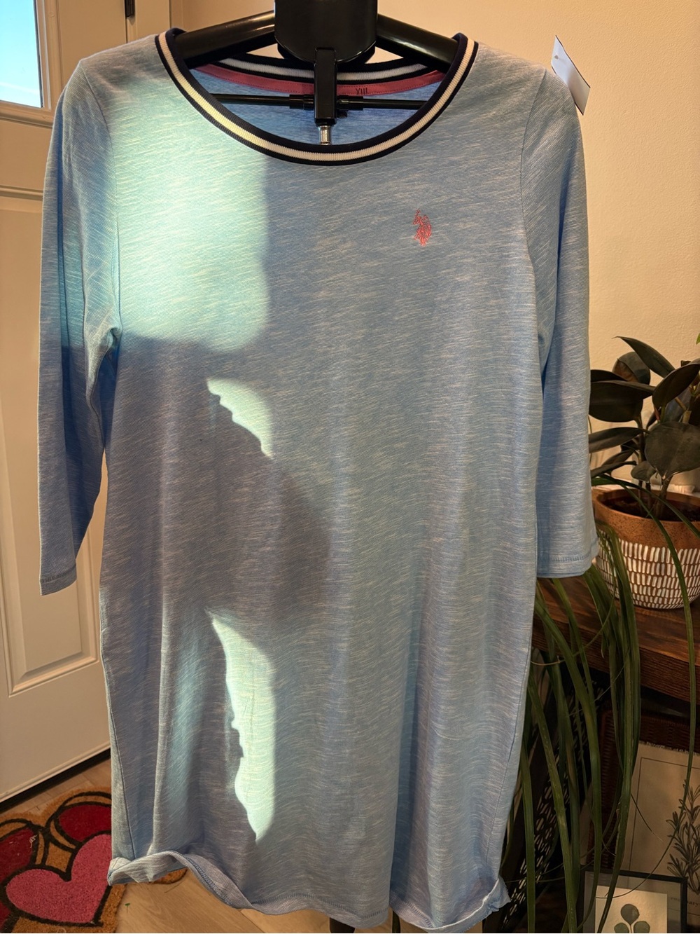Polo by Ralph Lauren Sky Blue Tee with Pink Pony Embroidery